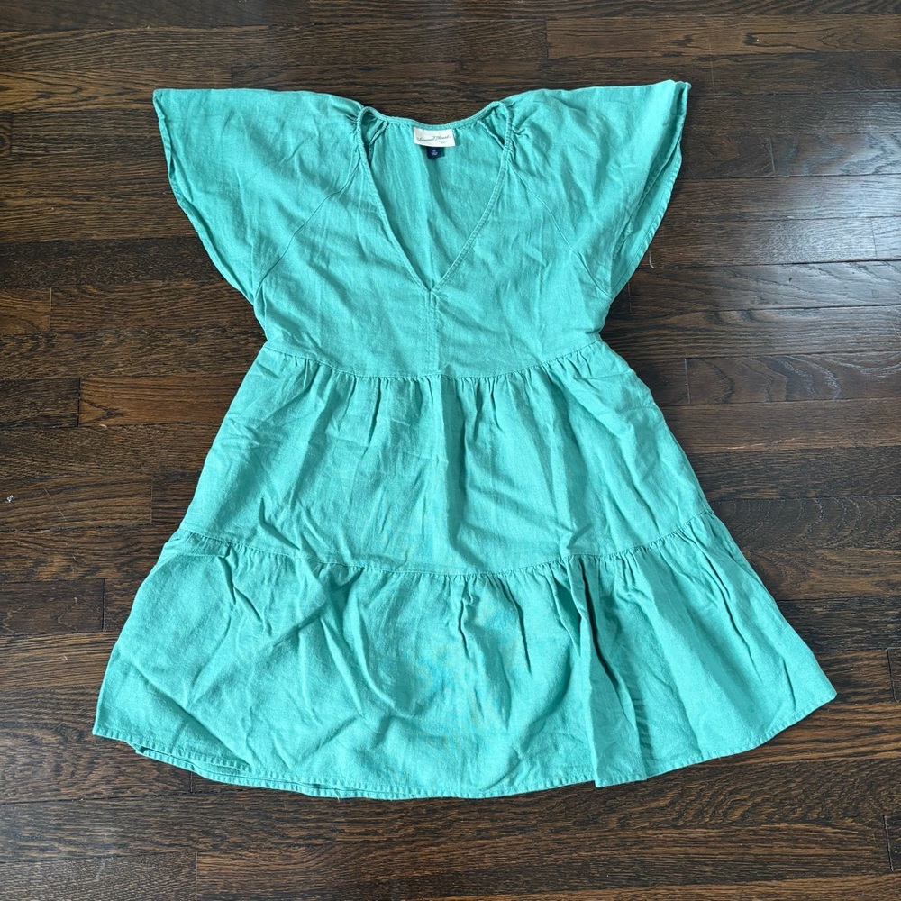 Tiered Linen Blend Dress